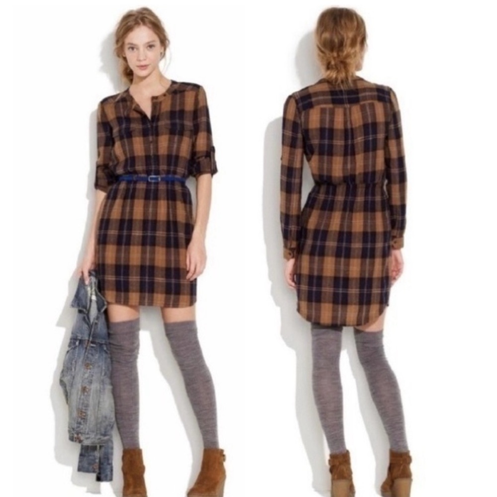 Madewell Brown Plaid Dress